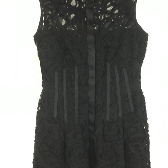 NWT Womens Size 6 Jill Jill Stuart Black Modern Floral Applique Dress - Picture 3 of 12